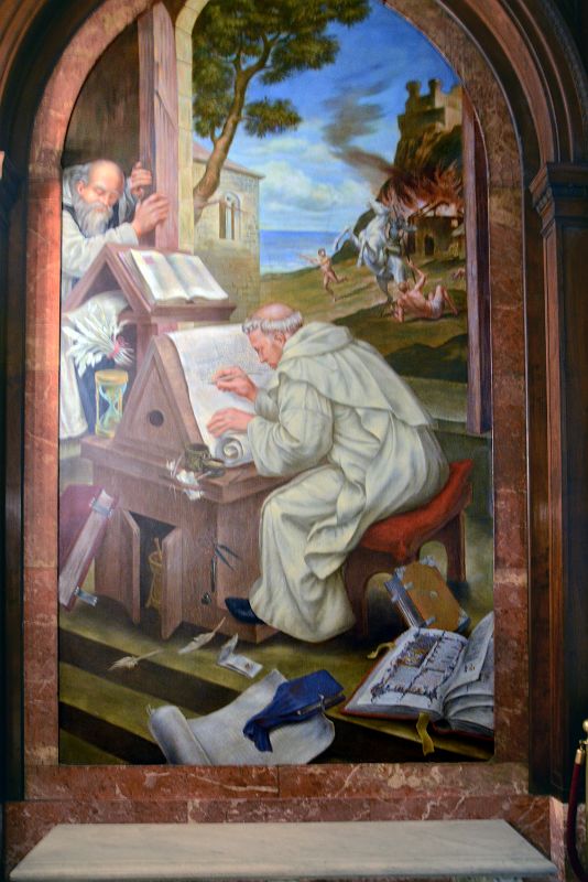 21-5 The Medieval Scribe Mural Depicts A Monk of the Middle Ages Copying A Manuscript In McGraw Rotunda New York City Public Library Main Branch